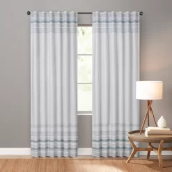 Sonoma Goods For Life® Ultimate Performance 2-Pack Blue Border 100% Blackout Curtain