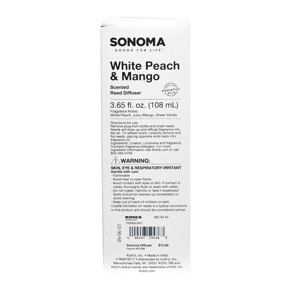 Sonoma Goods For Life® White Peach & Mango Reed Diffuser 11-piece Set 5 Sonoma Goods For Life® White Peach & Mango Reed Diffuser 11-piece Set - Image 3