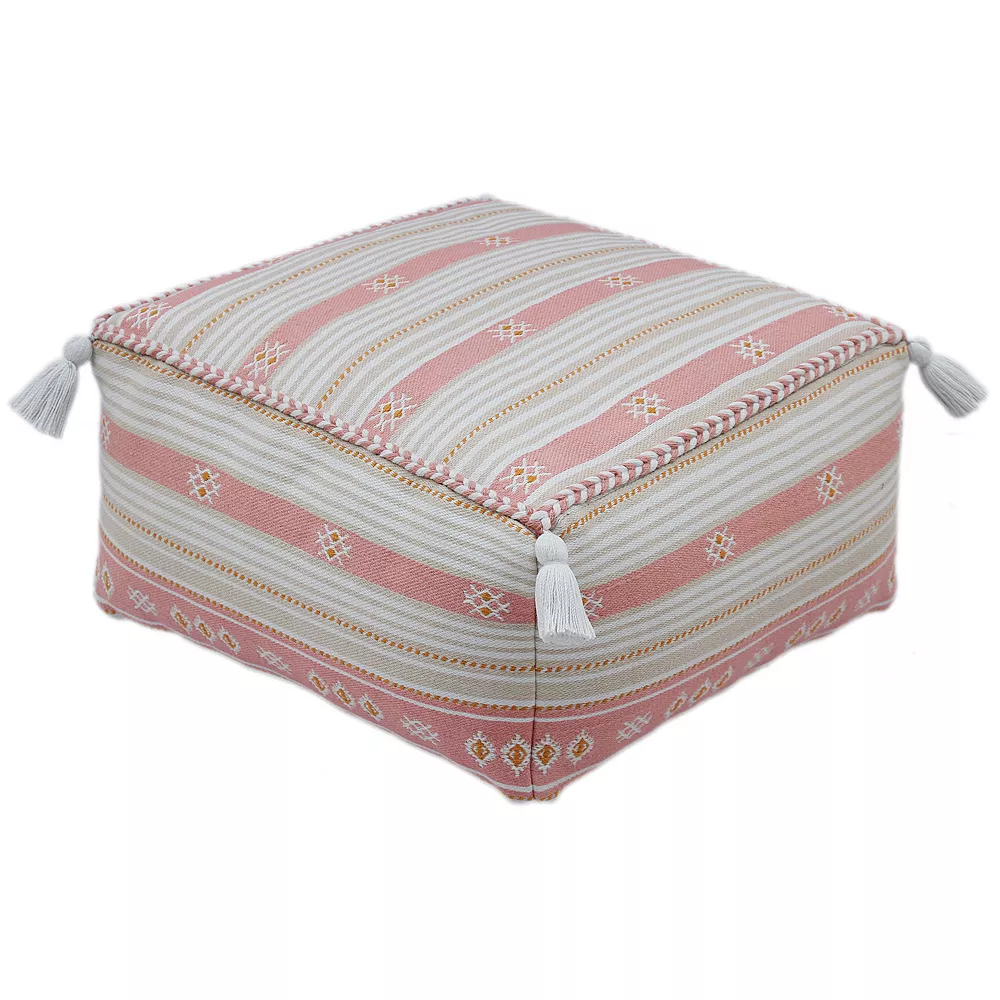 Sonoma Goods For Life® Coral Striped Geo Indoor / Outdoor Square Pouf 3 Sonoma Goods For Life® Coral Striped Geo Indoor / Outdoor Square Pouf