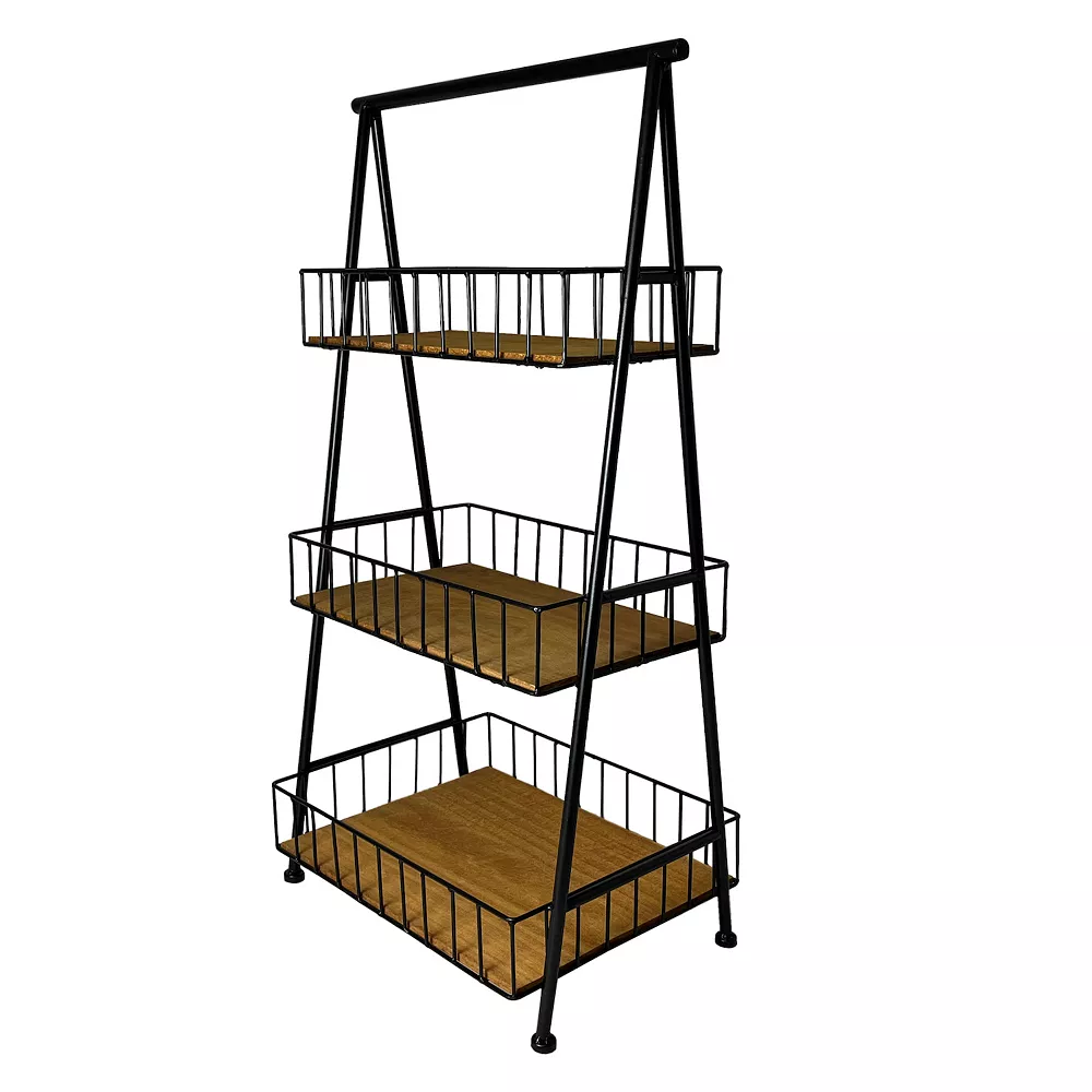 Sonoma Goods For Life® 3-Tier Wood & Metal Basket Shelf 3 Sonoma Goods For Life® 3-Tier Wood & Metal Basket Shelf